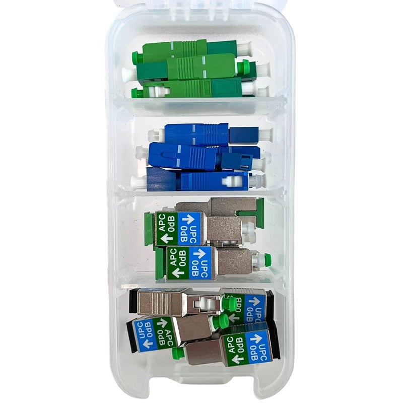 Fibershack - Bulkhead Fiber Optic Adapter Kit - 4 Piece Fiber Adapter Kit for SCUPC, SCAPC & LC to SC Cable Conversion - Fiber Optic Connector Kit for Fiber Conversion - Image 1